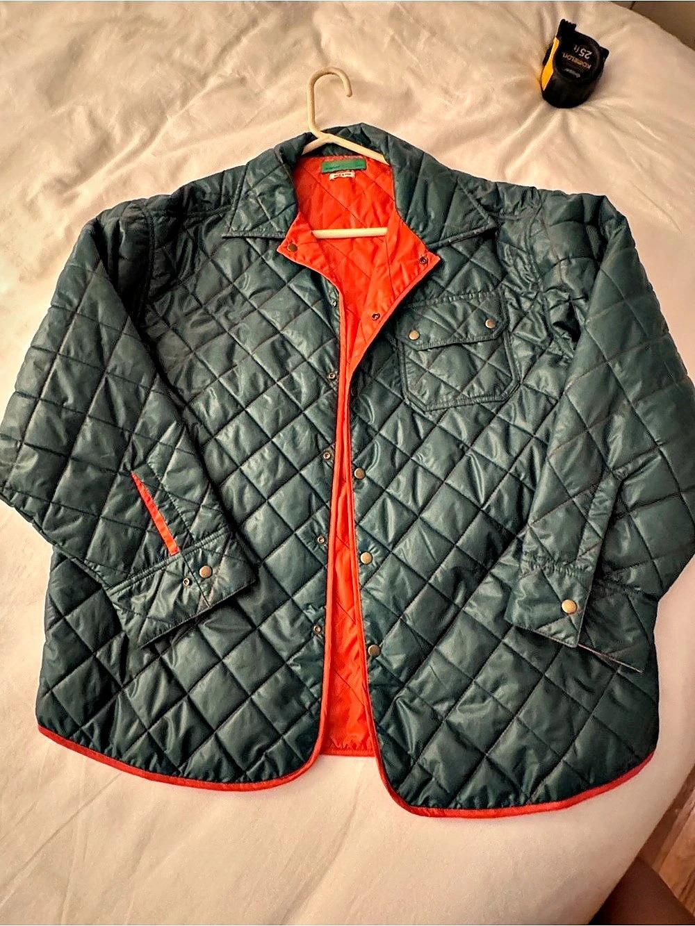 Clare V. Jacque Reversible Jacket. Quilted Green & Orange M/L